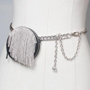 bling水钻爱心腰链女ins流苏迷你腰包毛衣腰带优雅收腰斜挎包装饰