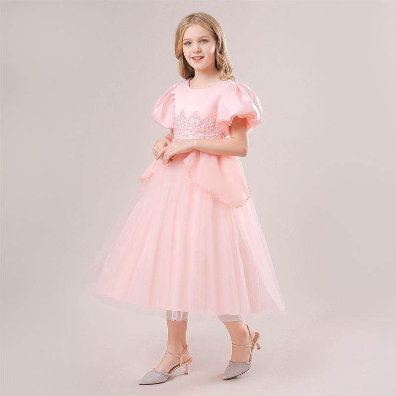 跨境亚马逊新款灰姑娘钉珠蝴蝶结花童演出礼服蓬蓬公主裙一件代发,童装/婴儿装/亲子装,儿童礼服,淘宝优惠券,粉丝福利购,淘宝优惠卷