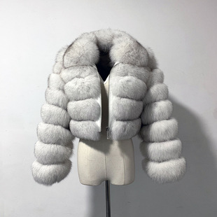 2026 women clothes跨境欧美新款皮草外套仿狐狸毛女款皮草翻领拼