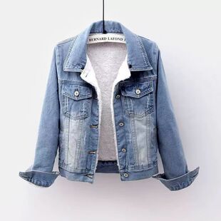 2026 women clothes冬季2026韩版牛仔加绒加厚外套女棉衣短款可拆