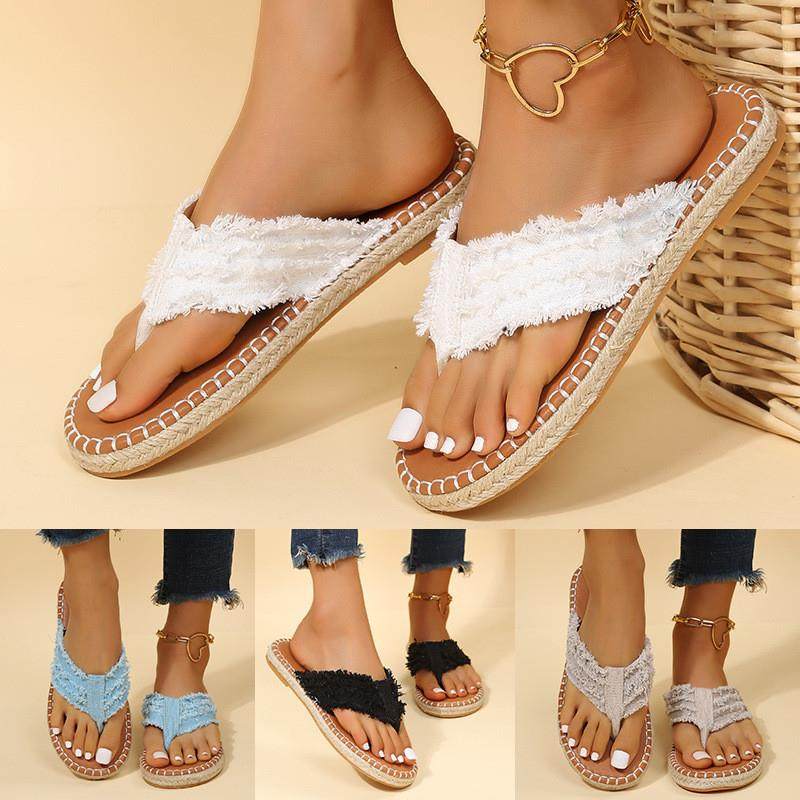 速卖通2022夏季新款平底草编夹趾渔夫鞋波西米亚外穿凉拖鞋大码43,女鞋,一字拖,淘宝优惠券,粉丝福利购,淘宝优惠卷