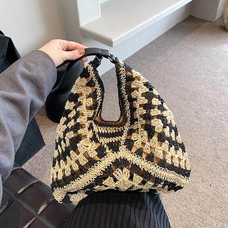 大容量包包2024新款女包夏天流行爆款草编包时尚单肩包水桶包