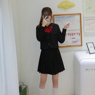 JK制服黑无本短裙日系札幌襟水手服中间服学院风套装校服班服女