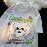 （重工艺）设计感小狗植绒刺绣宽松情侣短袖T恤1015-T468-P55，男装T恤，四季星座1015