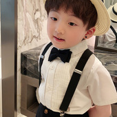 儿童衬衣套装 男童白衬衫 韩版 短袖 表演中小童洋气宝宝小主持人 夏季