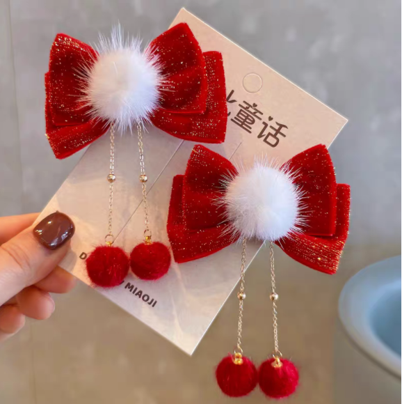 新年红色毛球蝴蝶结发夹女后脑勺盘发抓夹鲨鱼夹子头饰发卡发饰,饰品/流行首饰/时尚饰品新,发饰,淘宝优惠券,粉丝福利购,淘宝优惠卷