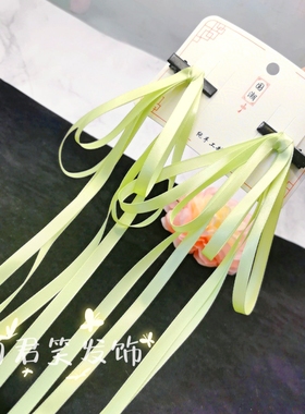 蝴蝶结长飘带发饰双层垂耳兔丝带发夹双马尾对夹可爱甜美古风对夹