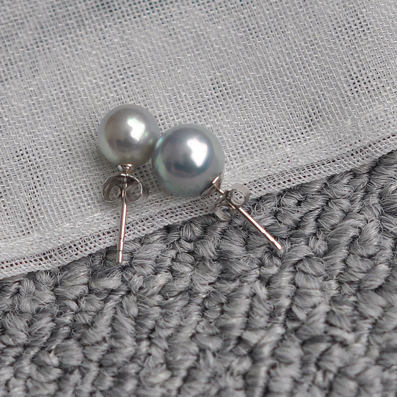 鹿家ecouter基础入门款 日本银蓝真多麻耳钉 极光正圆18k实心耳针