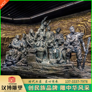码头文化雕塑定制三峡外迁移民人物雕塑玻璃钢铸铜博物馆城市景观
