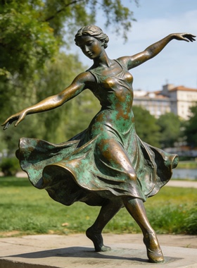 铸铜芭蕾舞女孩雕塑定制校园小区跳舞人物艺术品摆件别墅酒店景观