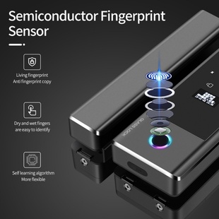 刷卡锁免布线 玻璃门指纹锁带机械钥匙涂鸦wifiapp办公室门禁密码