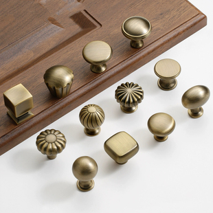 法式轻奢复古黄古铜拉手柜门衣柜橱柜柜子圆把手抽屉单孔小拉手