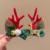 57#Christmas Hair Clips - Reindeer Green Hair Clip Set (Pair)