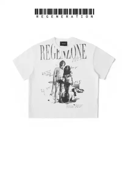 Regen Zone 25Ss「Riot」Art Lover Pearl White Destruction Love Art Tee—02