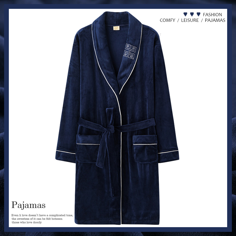 俞兆林短款睡袍冬款女款性感保暖海岛绒睡衣秋冬季男士浴袍珊瑚绒