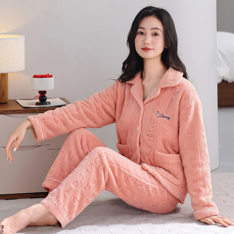 俞兆林秋冬睡衣女款2025新款法拉绒绒冬季加厚加绒女士珊瑚绒外穿
