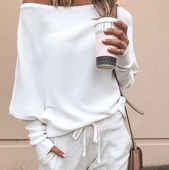 Rib Women Tops Sleeve Casual For Shirt Shoulder One