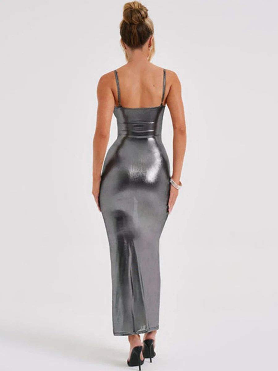 女士露肩修身吊带连衣裙