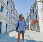 neck fitting bubble Round sleeve loose shirt圆领泡泡袖 衬衣女