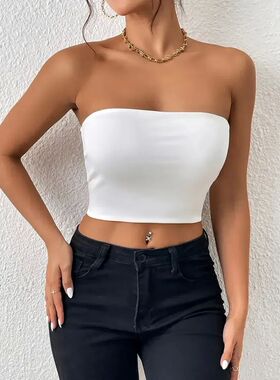 One line strapless chest hugging vest 女式一字无肩带裹胸背心