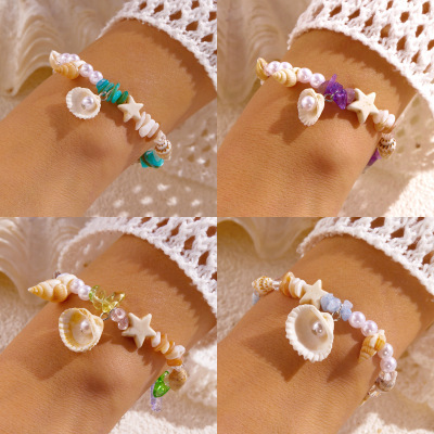 Seashell, Conch, Pebble Handmade Bracelet as Gift女手链饰品