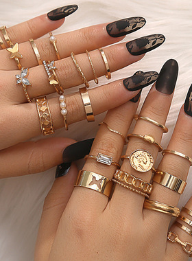 butterfly pearl index finger ring lady Jewelry跨境女士戒指