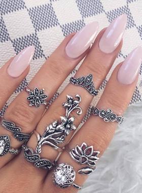 Bohemian Rose Lotus Joint Ring - Women's New Style欧美戒指女