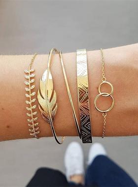 European American Retro Five-Link Bracelet for Women欧美手镯