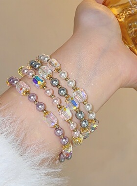 Korean-style imitation pearl crystal bracelet for women手链