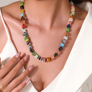 穆拉诺千花琉璃珠多巴胺串珠项链女小众设计新款高级感锁骨