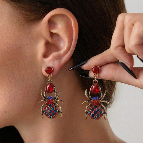 Halloween spider bow earrings - trendy ear accessories万圣节