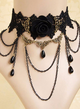 Retro Gothic rose necklace for women's party jewelry跨境颈链