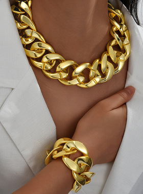 Cuban bracelet with exaggerated thick neck chain跨境装饰首饰