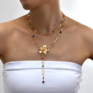 Cross-border zircon fringed necklace for ladies' jewelry项链
