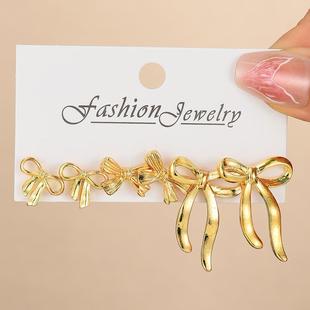 alloy for piece women跨境耳钉 earrings set stud Three bow