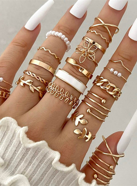 Cross-border Love Wave Ring Set - Fashionable Jewelry戒指女