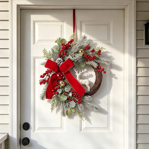 Christmas decoration wreath for front door pendant跨境花环