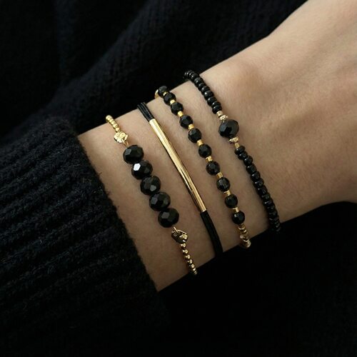 Fashion Crystal Bead Woven Bracelet Set for Ladies女休闲手链