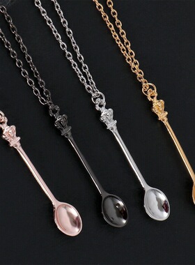 Cross-border jewelry: Mini crown tea spoon, classic necklace