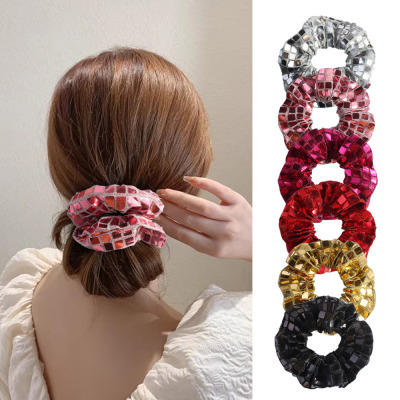 New square sequin stretch fabric hair band for women发圈女式