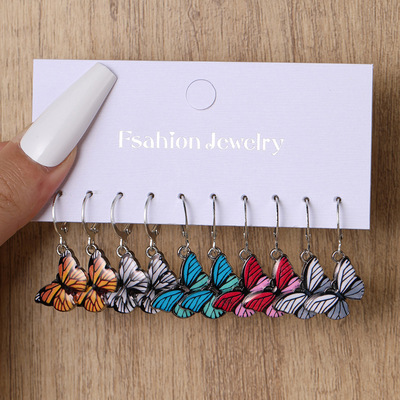 European American style butterfly-shaped earrings for women