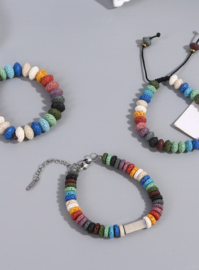 Cross-border hip-hop couple's square trendy bracelet跨境手链