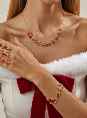 Christmas sleigh necklace party gift alloy jewelry圣诞节首饰