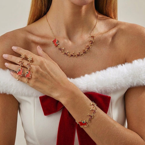 Christmas sleigh necklace party gift alloy jewelry圣诞节首饰