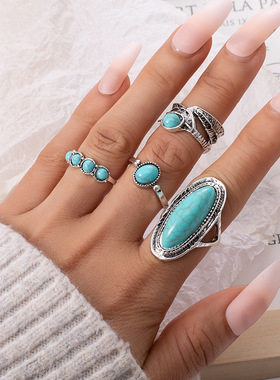 Women's new jewelry European turquoise ring欧美女士戒指首饰