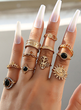 European and American fashion sunflower ring跨境女士组合戒指