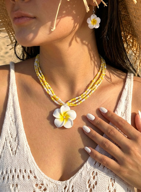 Cross-border Vacation Pearl Necklace Earrings for Women女士