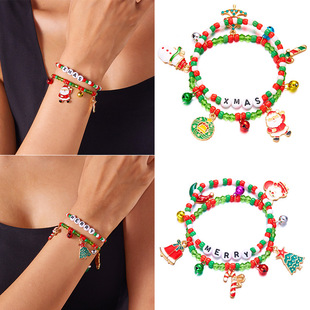 Christmas letters Santa Claus Snowman Bracelet woman圣诞节