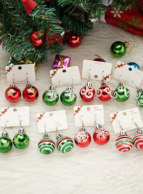 Christmas sequined snowflake light ball earrings gift圣诞节