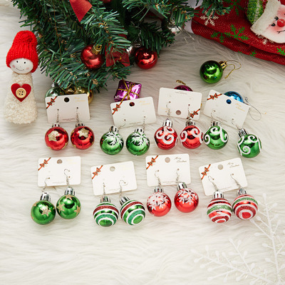 Christmas sequined snowflake light ball earrings gift圣诞节